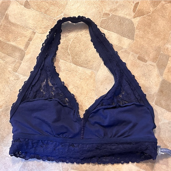 Aerie size XL navy blue halter lace bralette - Picture 5 of 7